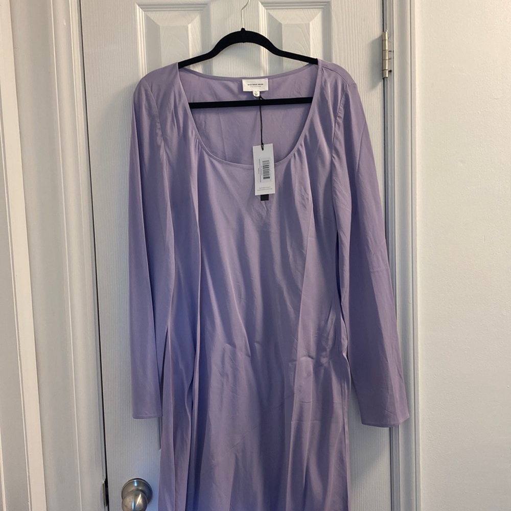 WHO WHAT WEAR SILK-BLEND DOUBLE SLIT MAXI DRESS